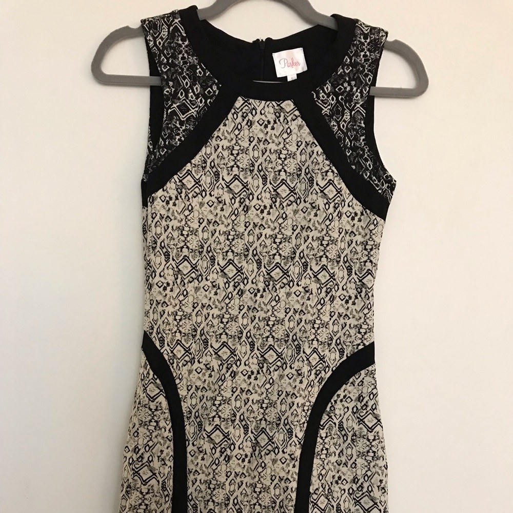 Parker black and white pattern dress